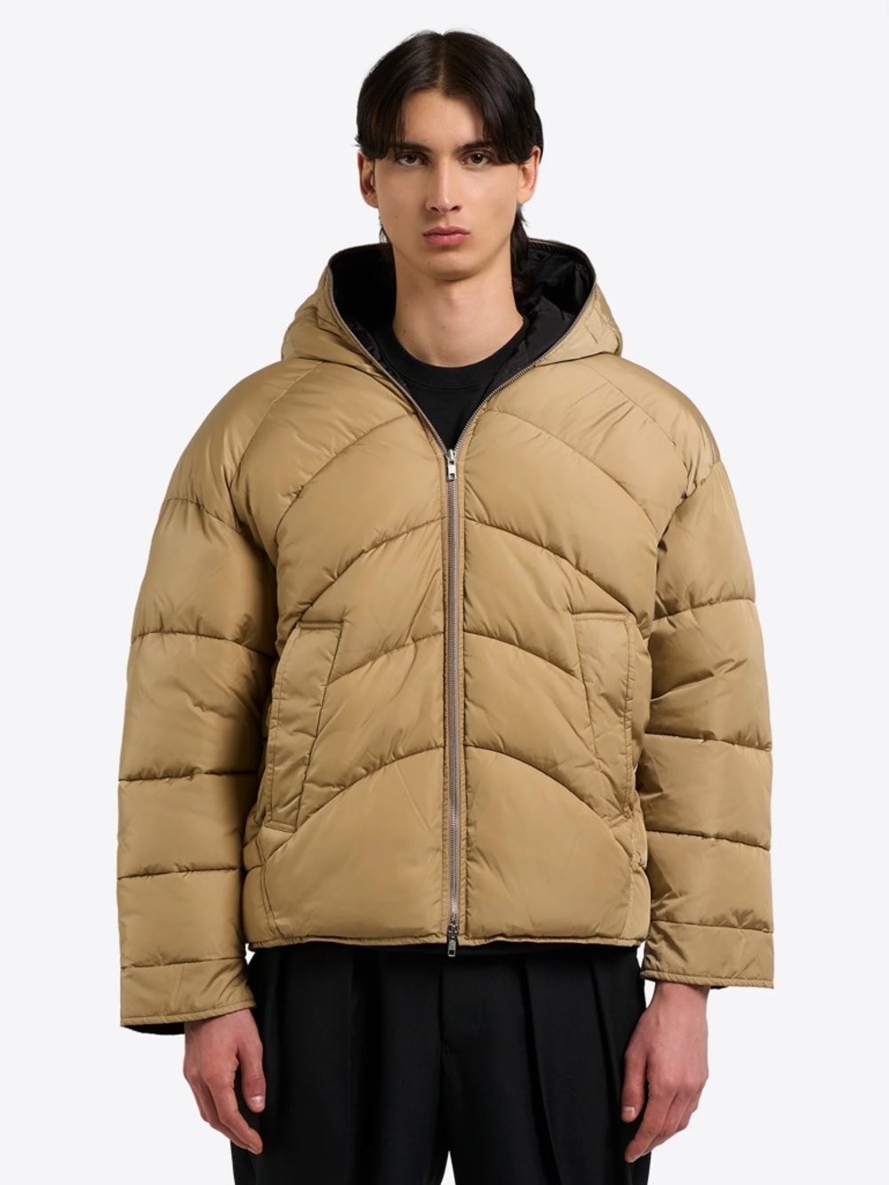 Random Identities Duvet Puffer Jacket in Beige Size XL Men’s Nylon Full Zip